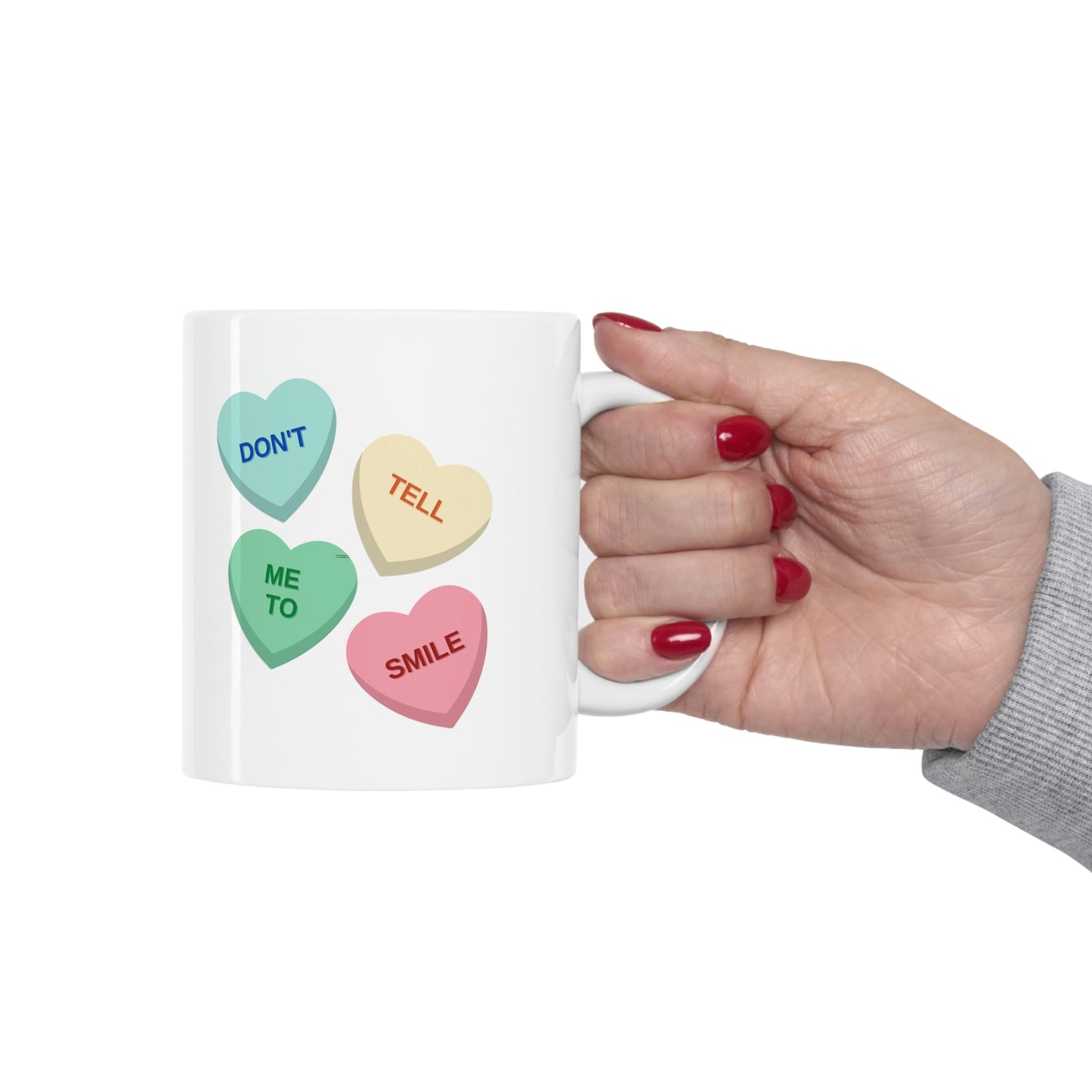 Don't Tell me to Smile Ceramic Mug 11oz Gift for Pastor Gift for Deacon Gift for Wedding Officiant Conversation Heart Feminist Mug