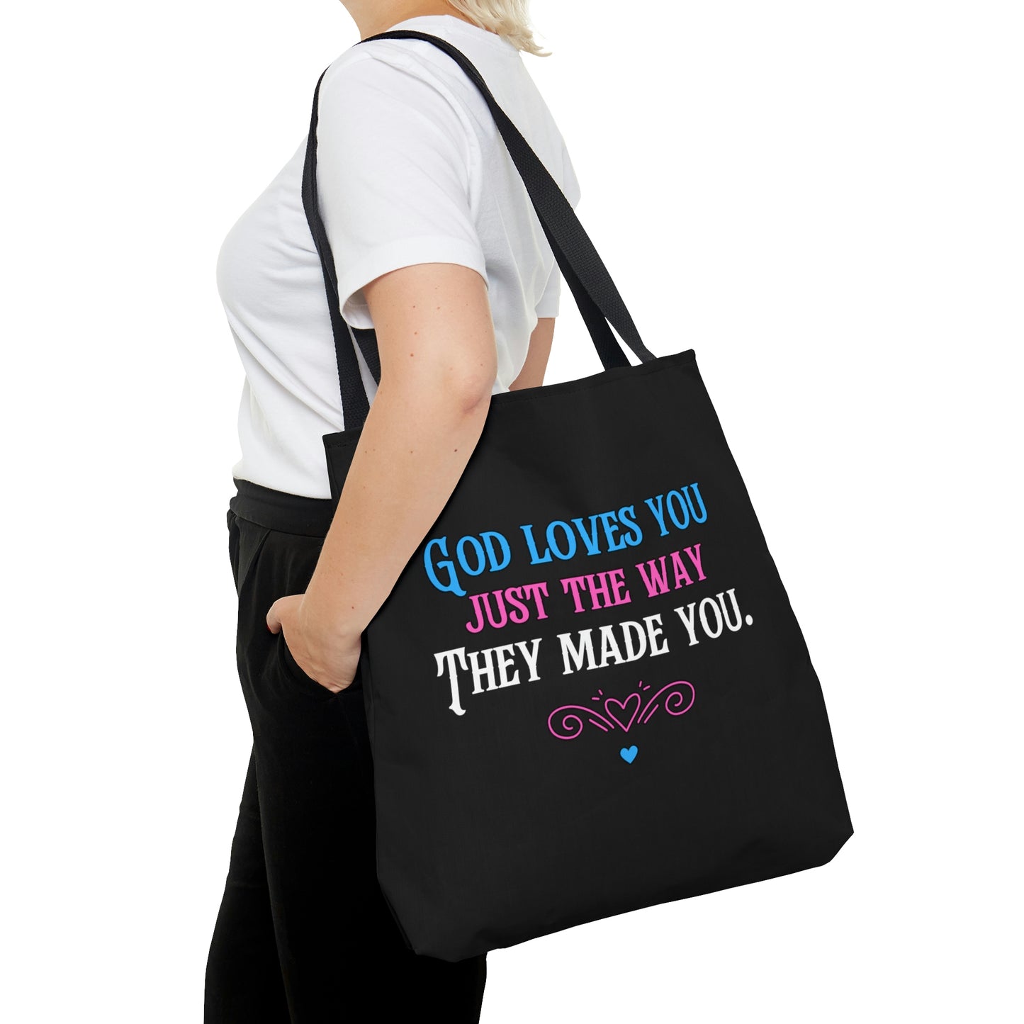 Trans Pride Tote Bag (AOP) Trans Gifts Trans Tote Bag Protect Trans Kids Bag Faith Gift