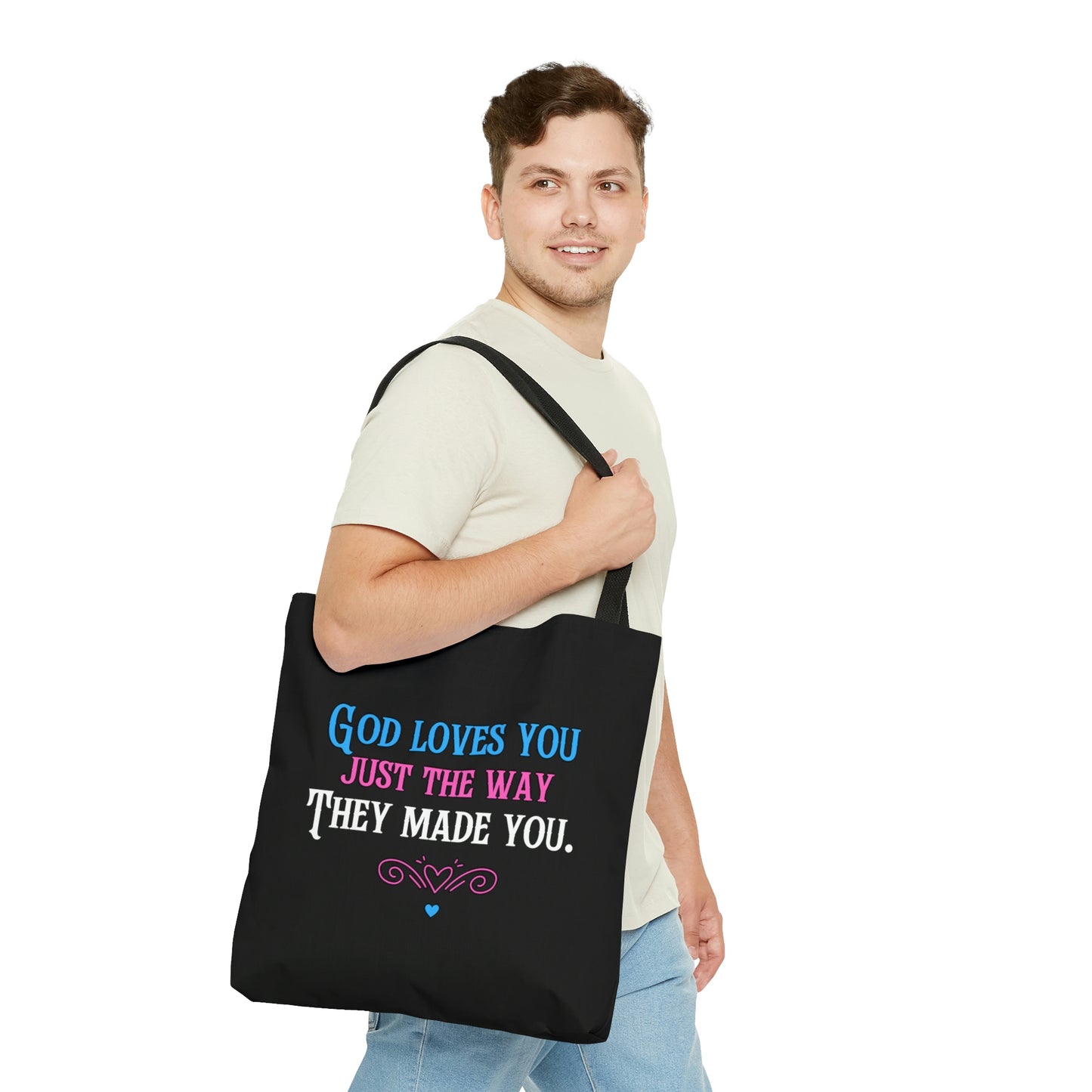 Trans Pride Tote Bag (AOP) Trans Gifts Trans Tote Bag Protect Trans Kids Bag Faith Gift