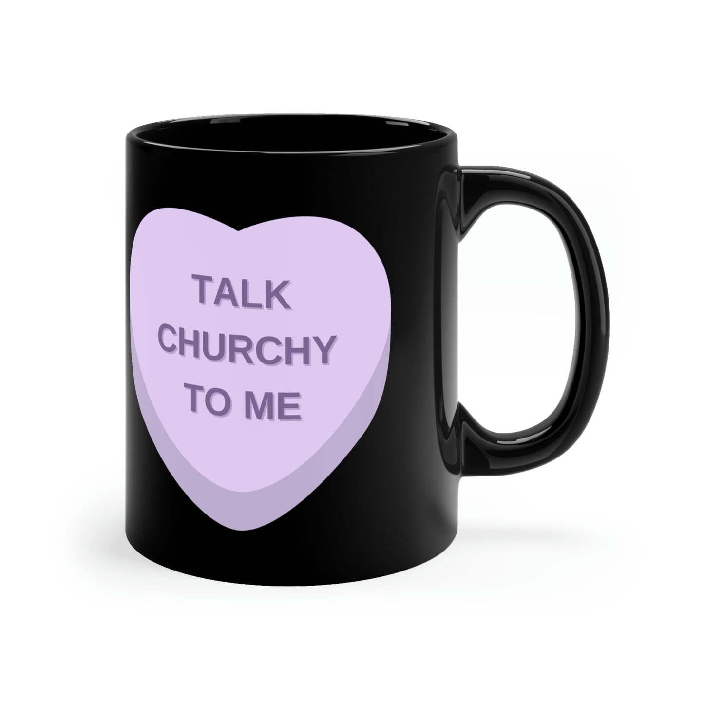 Candy Heart Valentine 11oz Black Mug Gift for Pastor Gift for Deacon Gift for Chaplain Gift for Minister Gift for Clergy